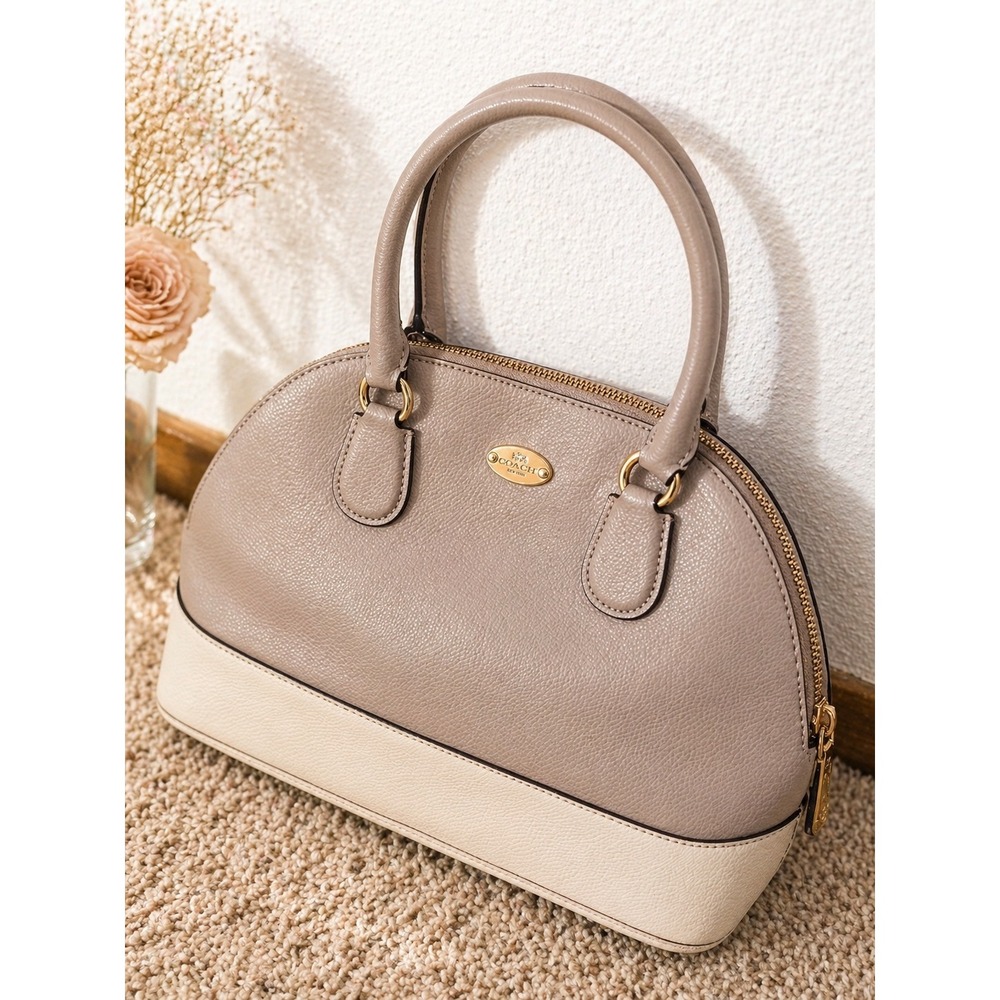 Coach || Sierra Satchel Two-Tone Pebbled Leather Bag || Size: Medium ||